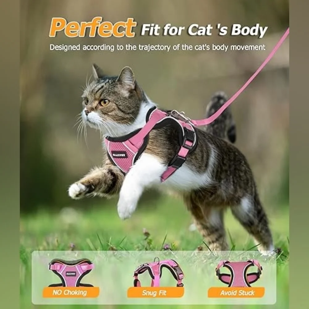 Halypet NWOT Pink Reflective Cat Harness and Leash Set Size Small